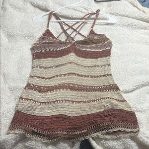 Say What? Shimmering Brown and Cream Top